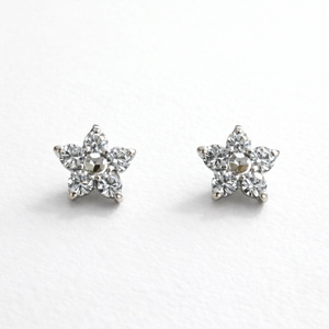 Romantic Rhodium-Plated Sterling <b>Silver</b> CZ Flower Prong <b>Set</b> <b>Stud</b> <b>Earrings</b> Children's Engagement Wedding Party Anniversary Gift - Product Image 4