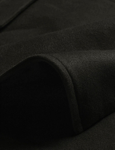 <b>Men's</b> <b>Black</b> Double Breasted Wool Overcoat Slim Fit Notched Lapel <b>Long</b> <b>Coat</b> - Product Image 4