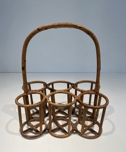 New Arrival Rattan Wine Bottle Holder 6 Slots Natural Wicker Wine <b>Rack</b> for Dining Table & <b>Kitchen</b> Storage - Product Image 1
