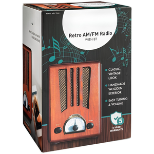 Radio AM/FM classique en bois avec Bluetooth, haut-parleur de bureau de style rétro vintage, en bois véritable fait main, modèle VR46 - Product Image 5