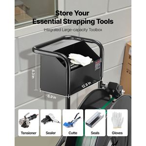 Carrello per Reggiatura Resistente con Dispenser per Bobine da 8-16 Pollici, Compatibile con Reggiature in PET/PP/Acciaio - Product Image 6