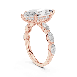 Anillo con halo oculto de diamantes cultivados en laboratorio, color EF, 4.00 quilates en total, con piedras laterales de 0.73 quilates en total, en oro macizo de 10K, 14K o 18K, unisex, para propuesta de matrimonio. - Product Image 4