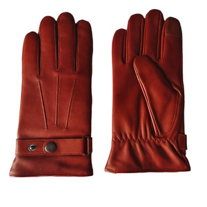 Leather Wrist Length <b>Gloves</b> Thermal Unlined Plain Style Daily Use Winter - Product Image 1