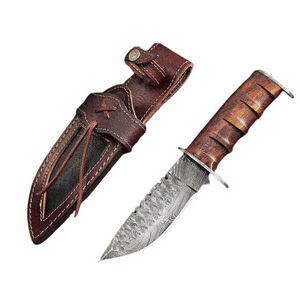 Couteau de chasse artisanal en acier Damas, lame pointue, manche en bois, épaisseur 0,6 mm, qualité DIY, prix de gros - Product Image 5