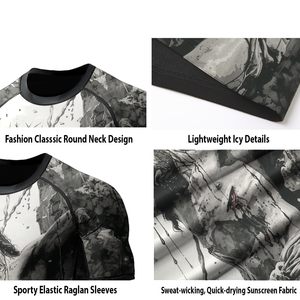 Vente en gros de rashguards unisexes personnalisés UPF 50, protection UV par sublimation, séchage rapide, compression, polyester, OEM, vente en gros OEM - Product Image 4