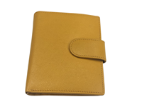 WRIZA Dompet Lipat Dua Kulit Asli Wanita Premium Warna Kuning Mustard dengan Kantong Koin dan RFID Blocking |   Pesta Kartu Kredit Kompak