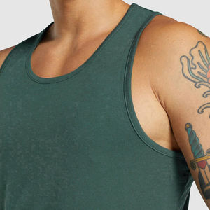 Débardeur sans manches pour homme, col rond, vert foncé uni, tricoté, coupe décontractée - Product Image 6
