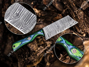 มีดเหล็กดามัสกัสลายบิดเกลียว ด้ามตรง สำหรับล่าสัตว์และตั้งแคมป์กลางแจ้ง ปรับแต่งได้ตามต้องการ รองรับ OEM/ODM ด้ามไม้ปักก้า - Product Image 6