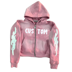 Custom 220 GSM Knitted Fleece Oversized <b>Men's</b> Hoodie 100% Cotton Heavyweight Winter <b>Pullover</b> Acid Wash Distressed Front Logo - Product Image 4