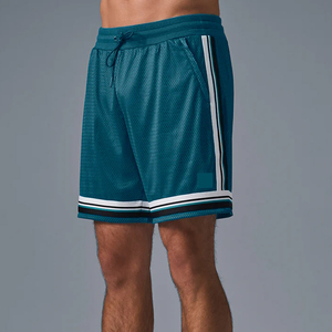 Shorts de sport pour hommes à double couche en mesh respirant, séchage rapide, pour entraînement, fitness, basketball, course à pied, athlétisme, avec cordon de serrage à la taille - Product Image 3