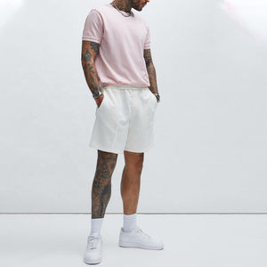 Camiseta de Manga Corta Rosa para Hombre, Cuello Redondo, con Ribete en Contraste, Diseño Liso, Largo Regular, Alta Calidad, Venta al Por Mayor - Product Image 4