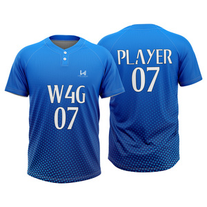 OEM Custom 2 <b>Button</b> Baseball Jersey <b>Half</b> Sleeve Quick Dry Sublimated Team <b>Shirt</b> Athletic Uniform Quick Factory Supply - Product Image 4