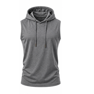 Sweat à capuche sans manches personnalisé pour homme en molleton de coton, coupe classique, pour l'entraînement, vêtement de sport brodé, fabriqué sur mesure - Product Image 6