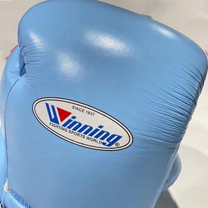 Gants de boxe d'entraînement en cuir faits main avec fermeture Velcro, couleur bleu ciel, pour sparring, vente directe usine - Product Image 6