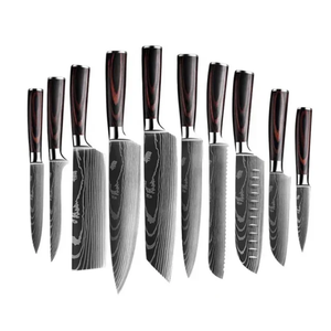 Ensemble de couteaux de cuisine Chef, couteau à viande, 10 pièces, ensemble de couteaux de chef en acier Damas de qualité supérieure avec manche coloré - Product Image 1