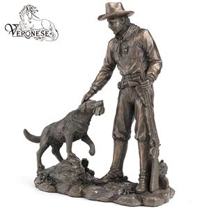 VERONESE DESIGN-COWBOY SERIES-TOUCHING DOG HEAD (MBZ)-<b>Hand</b>-painted Luxury Resin Figurine for Indoor Art & Collectible - Product Image 4