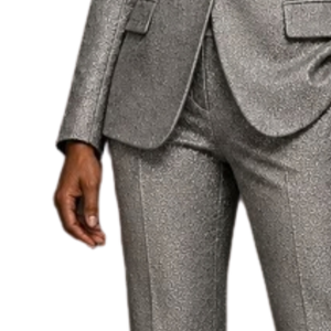 Women Sterling <b>Silver</b> Pantsuit Elegant Two Piece Blazer and Pants Set Formal Business Office Party Tailored Ladies <b>Suit</b> Set - Product Image 5