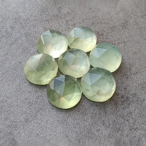 Pierre précieuse naturelle de Prehnite, taille ronde à facettes, dos plat calibré, en vrac, toutes tailles, vente en gros - Product Image 4