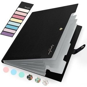 Organizzatore di documenti espandibile formato Letter, con 5 tasche a fisarmonica, portatile, per organizzare documenti e fatture, accessori per cartelle. - Product Image 1