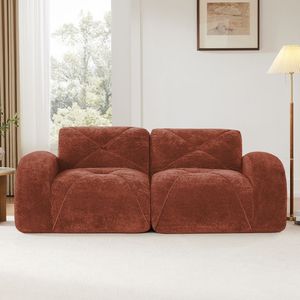 Divano a 2 Posti in Velluto Trapuntato, Design Ergonomico Senza Struttura, Base in Spugna ad Alta Densità 32D, Antiscivolo, Arredamento per Soggiorno - Product Image 3