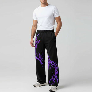 Men's Black Purple Tribal Print Sweatpants Elastic Waist Casual <b>Joggers</b> <b>Polyester</b> Breathable Autumn Wear - Product Image 2