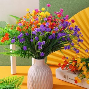 Lot de 5 fleurs artificielles colorées en plastique, type lotus, pour intérieur, ferme, maison, bureau, extérieur, jardin, véranda, patio, à suspendre - Product Image 5