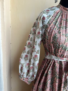 Vestido Maxi Informal de Algodón con Estampado Floral y Bordado, Cuello Mandarín, Manga Larga, para Fiestas - Product Image 6