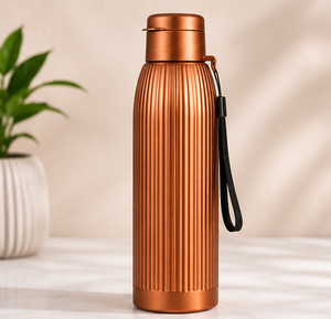 Copper <b>Thermos</b> <b>Bottle</b> With Handle Minimalist Design Portable Travel Use - Product Image 4