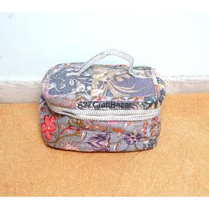 Ensemble de trousses de maquillage écologiques en coton durable, légères, réutilisables, avec fermeture éclair, petites, rayées, pour voyage - Product Image 1