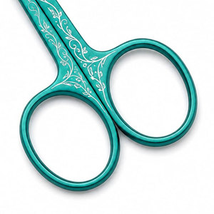 Tijeras para Cejas de Acero Inoxidable Turquesa, Hoja Recta Afilada, Herramienta de Belleza para Diestros, Tijeras de Belleza con Cerámica de Grado A+ - Product Image 2