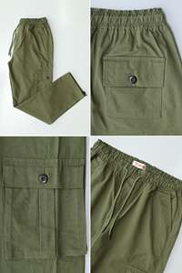 Pantalon cargo unisexe TURBO vert olive, taille élastique, coupe ample, couleur unie avec poches, pour toutes les saisons, vêtements d'extérieur - Product Image 3
