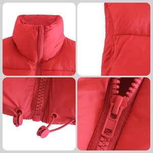 Chaleco Acolchado Rojo de Cuello Alto para Mujer, Diseño OEM/ODM, Cierre de Cremallera, Color Sólido, Informal, Corto, Relleno de Poliéster - Product Image 3