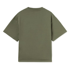 T-shirt uni surdimensionné pour homme en coton épais, coupe carrée, épaules tombantes, col rond, manches courtes, style streetwear, vente en gros - Product Image 2