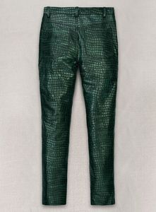 Pantalon en cuir vert métallisé style jean - Croc Metallic - Product Image 2
