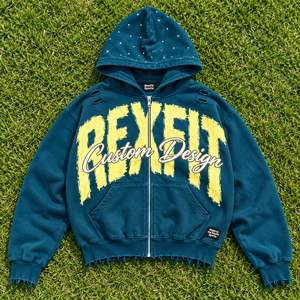 Wholesale Unisex Washed Fleece <b>Hoodie</b> With <b>Large</b> Chest Letter Applique Distressed Print Kangaroo Pocket And Ribbed Cuff OEM - Product Image 3