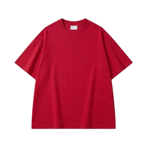 Camiseta Casual de Verano para Hombre, de Punto Sólido, 100% Algodón, 300 g/m², Antipilling, Hombros Caídos, Oversize, Manga Corta, Holgada y Lisa - Product Image 5