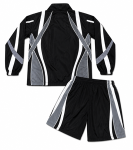 Mens windbreaker Set Black Gray Striped <b>Zip</b>-<b>Up</b> <b>Jacket</b> Elastic Waist Shorts Sportswear Quick Dry Lightweight windproof OEM MOQ 10 - Product Image 2