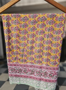 Paréo en coton imprimé à la main, motif floral, pour la plage, couvre-bikini, léger, écharpe d'été pour femme - Product Image 3