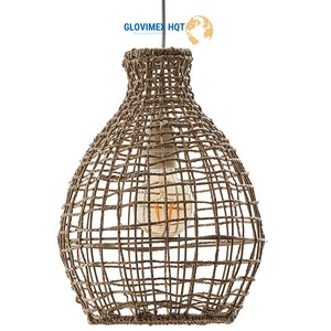 Wholesale Price Vietnam Seagrass Lampshade Handmade Wicker <b>Light</b> Shade for Hotel Restaurant - Product Image 5