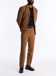 Traje de negocios de alta calidad para hombre, de un solo botón, con cuello de muesca, antiarrugas, de poliéster, corte regular, para hombre. - Product Image 3