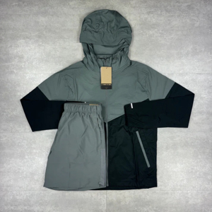 Ensemble de survêtement pour homme, coupe-vent 2 pièces personnalisé, short et veste à capuche, réfléchissant, fermeture éclair, nylon, streetwear, prix avantageux - Product Image 2
