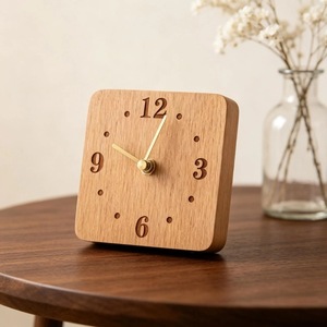 New Arrival Minimalist Wooden Square <b>Table</b> <b>Clock</b> Quartz Analog Silent Living Room Decor - Product Image 1