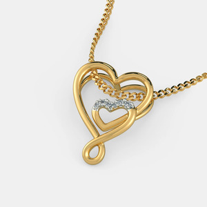 Collier pendentif double cœur infini en or jaune avec diamant de laboratoire - Product Image 6