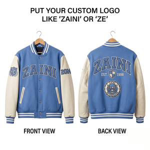 เสื้อแจ็คเก็ตวาร์ซิตี้ ZAINI 400 GSM พรีเมียม ผ้าฟลีซโพลาร์ กันลม สีเทา-ดำ แขนเสื้อตัดสี ปักลายเชนิลล์  โลโก้สั่งทำได้ - Product Image 1
