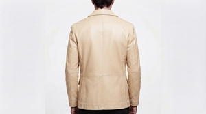 Men's <b>Leather</b> <b>Blazer</b> Coat Casual Fashion <b>Jacket</b> OEM Wholesale Private Label Supplier - Product Image 6
