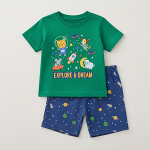 Conjunto de Ropa Cómoda para Niños, Camiseta de Corte Relajado con Pantalones Cortos, Tela Suave, Uso Diario, Talla Personalizada, Entrega Rápida - Product Image 1
