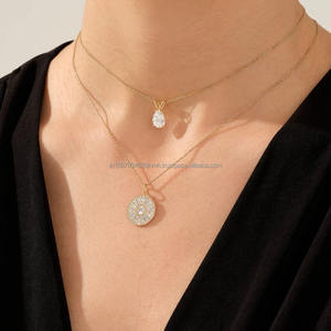 Pendentif en or 14 carats pour femme poire diamant IGI/GIA motif coeur cultivé en laboratoire placage 18 carats élégant fiançailles mariage bijoux en métal breloque - Product Image 3