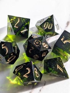 CrystalGrain <b>Gaming</b> Dice Set WoodLuxe Artisan Dice ResinForge Tabletop Dice OakSphere Premium Dice Set TerraGlow Fusion Dice - Product Image 4