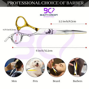 Newest 6. 0 Inch Half Golden Black Color High-Performance With Comfort Handle <b>Grip</b> Barber Scissors For Smooth & Clean Cuts - Product Image 4