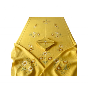 Lujoso Floral blanco nuevo ligero 100% algodón bordado verde 8 pies mantel para banquetes de boda asequible sostenible - Product Image 6